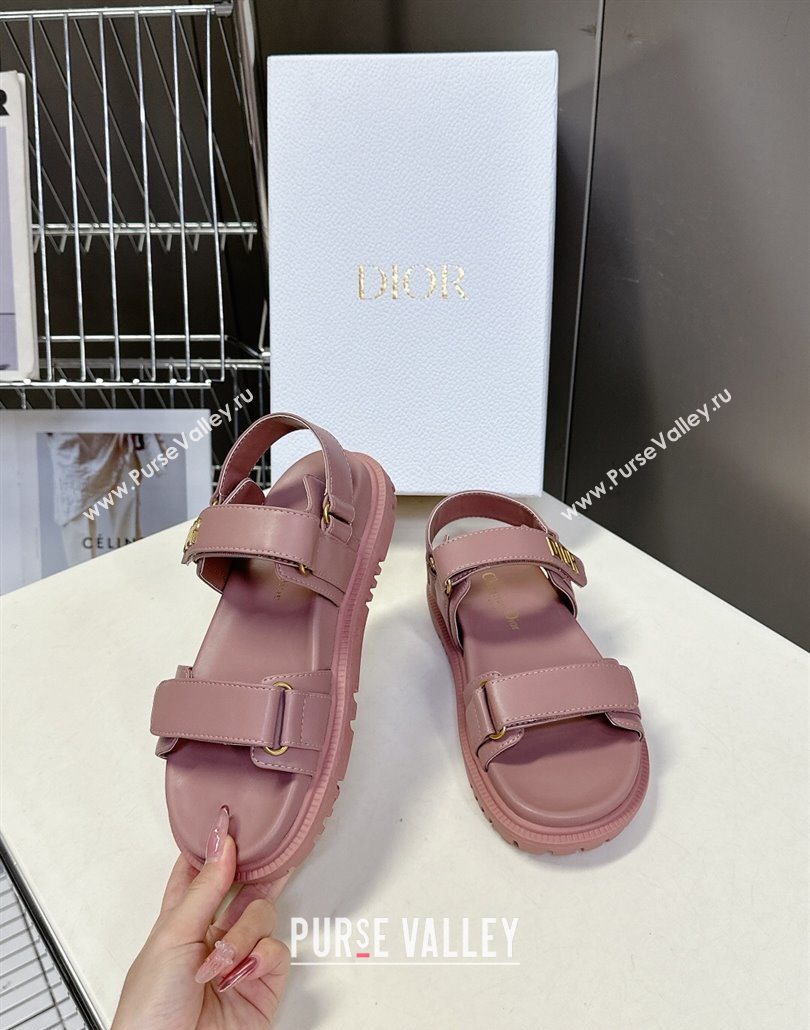 Dior Dioract Flat Strap Sandals in Calfskin Leather Pink 2025 0605 (MD-250605057)