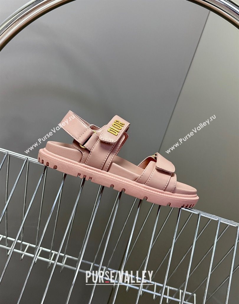 Dior Dioract Flat Strap Sandals in Calfskin Leather Pink 2025 0605 (MD-250605057)