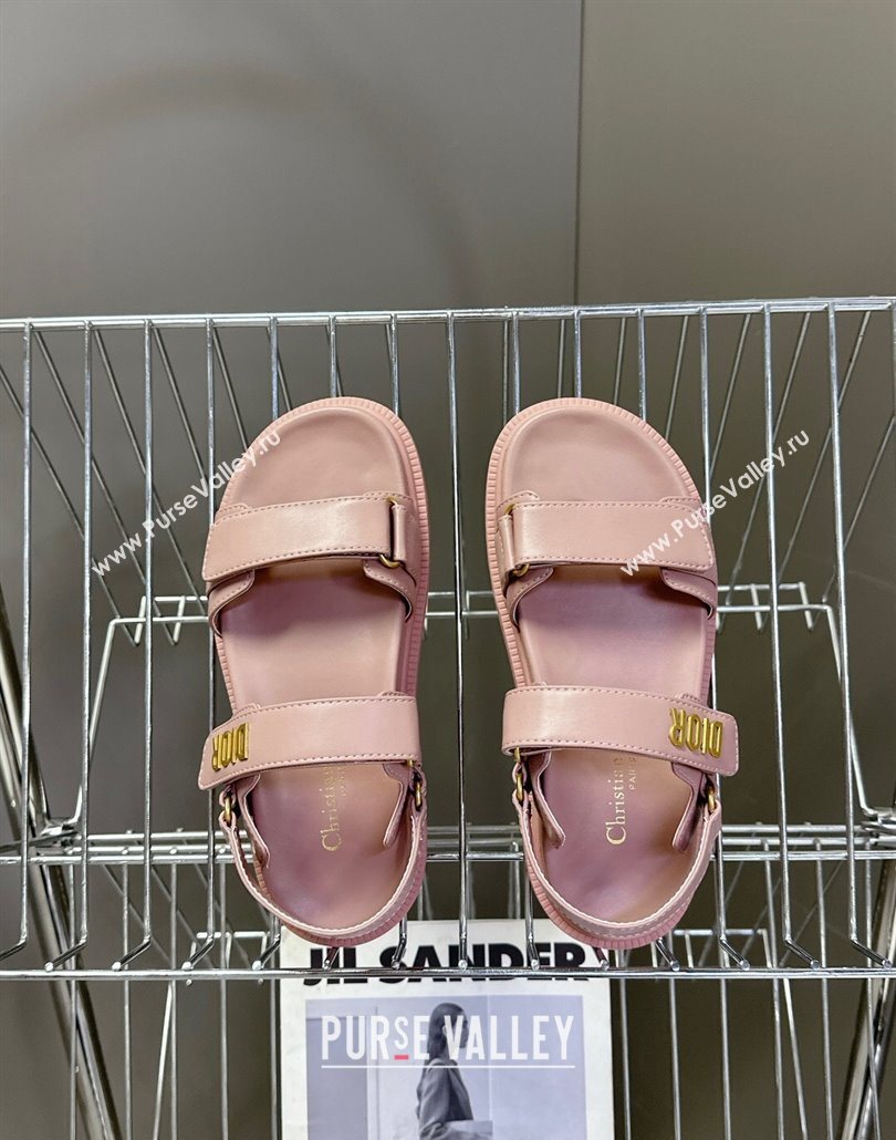 Dior Dioract Flat Strap Sandals in Calfskin Leather Pink 2025 0605 (MD-250605057)