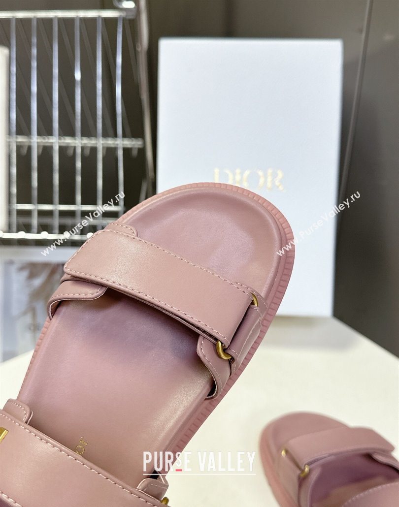 Dior Dioract Flat Strap Sandals in Calfskin Leather Pink 2025 0605 (MD-250605057)