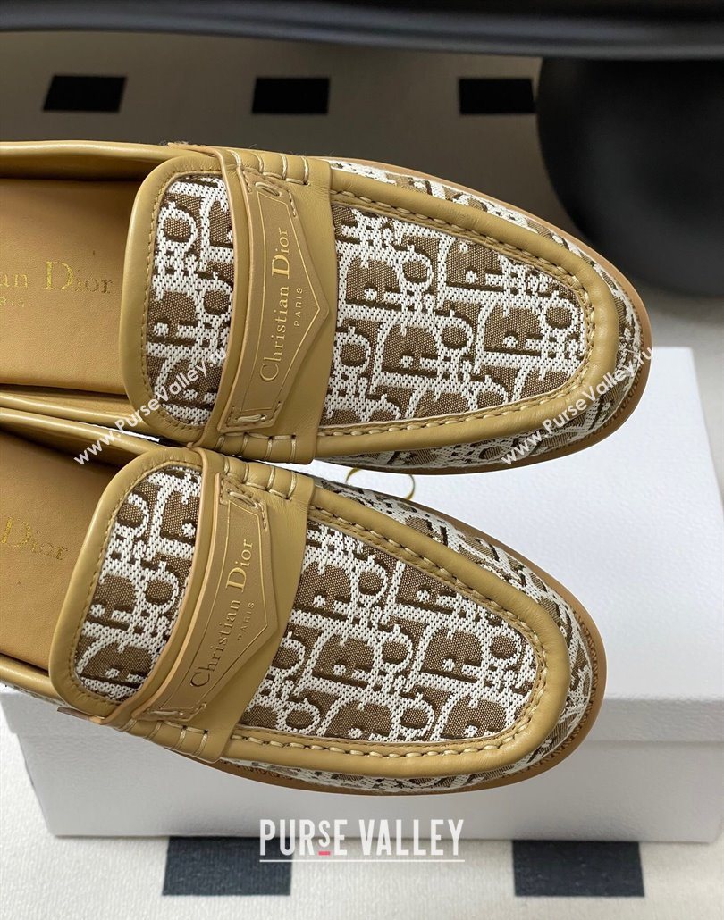 Dior Boy Flat Mules in Cotton Embroidered with Dior Oblique Motif and Calfskin Panels Brown 2025 (MD-250605047)