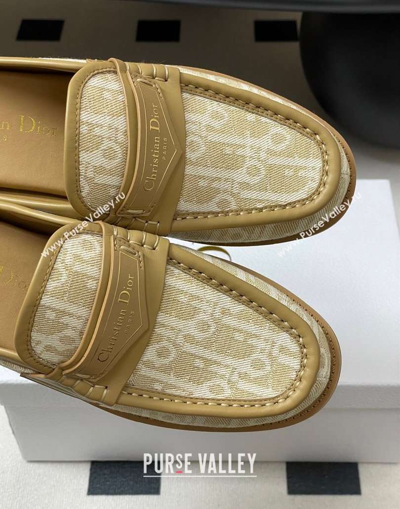 Dior Boy Flat Mules in Cotton Embroidered with Dior Oblique Motif and Calfskin Panels Beige 2025 (MD-250605048)