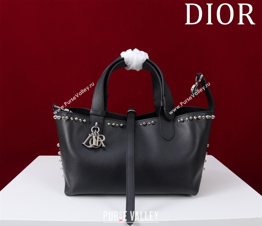 Dior Small Toujours Bag in Black Calfskin Leather with Studs Trim 2025 M1188 (XXG-250403101)
