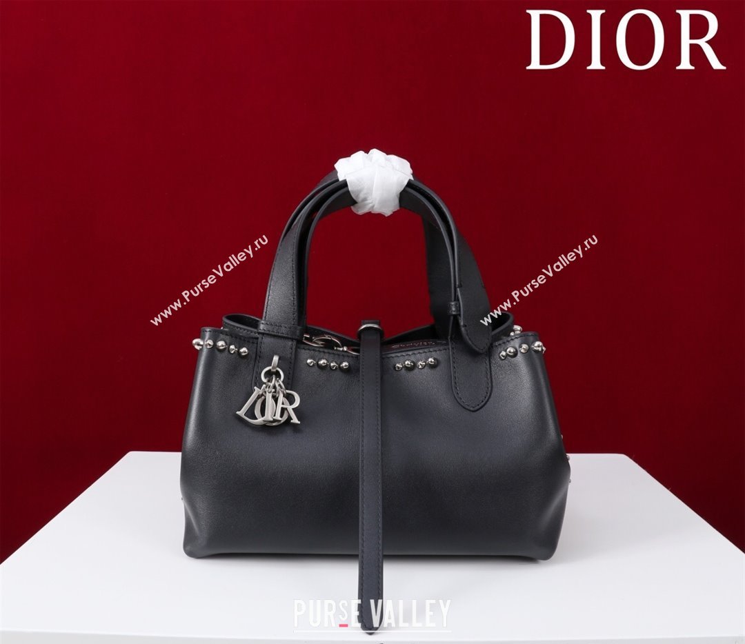 Dior Small Toujours Bag in Black Calfskin Leather with Studs Trim 2025 M1188 (XXG-250403101)