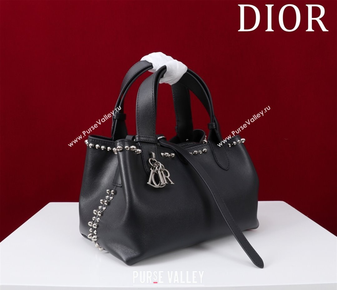 Dior Small Toujours Bag in Black Calfskin Leather with Studs Trim 2025 M1188 (XXG-250403101)