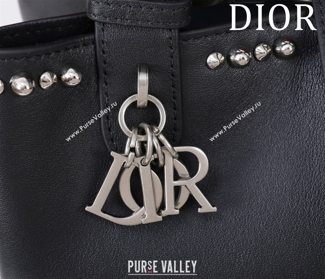 Dior Small Toujours Bag in Black Calfskin Leather with Studs Trim 2025 M1188 (XXG-250403101)