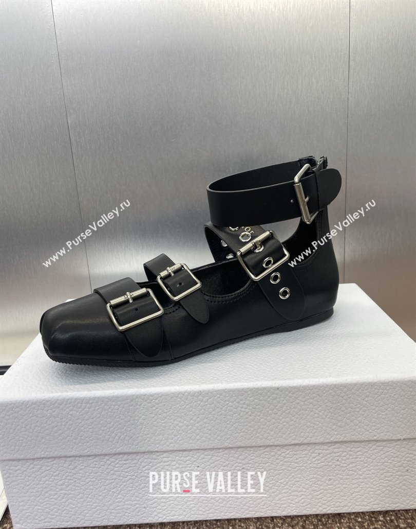 Dior Punk Ballet Flats in Supple Calfskin with Buckle and Amkle Strap Black 2025 (MD-250425060)