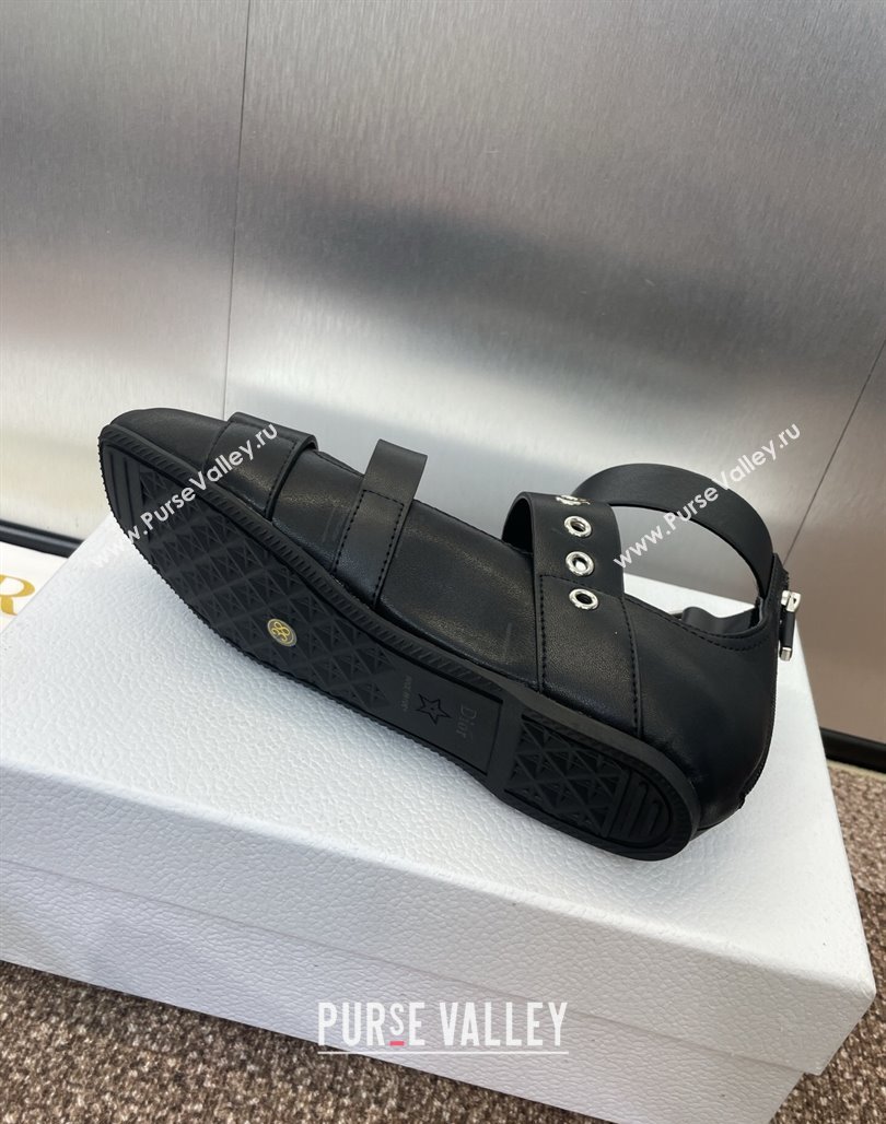 Dior Punk Ballet Flats in Supple Calfskin with Buckle and Amkle Strap Black 2025 (MD-250425060)