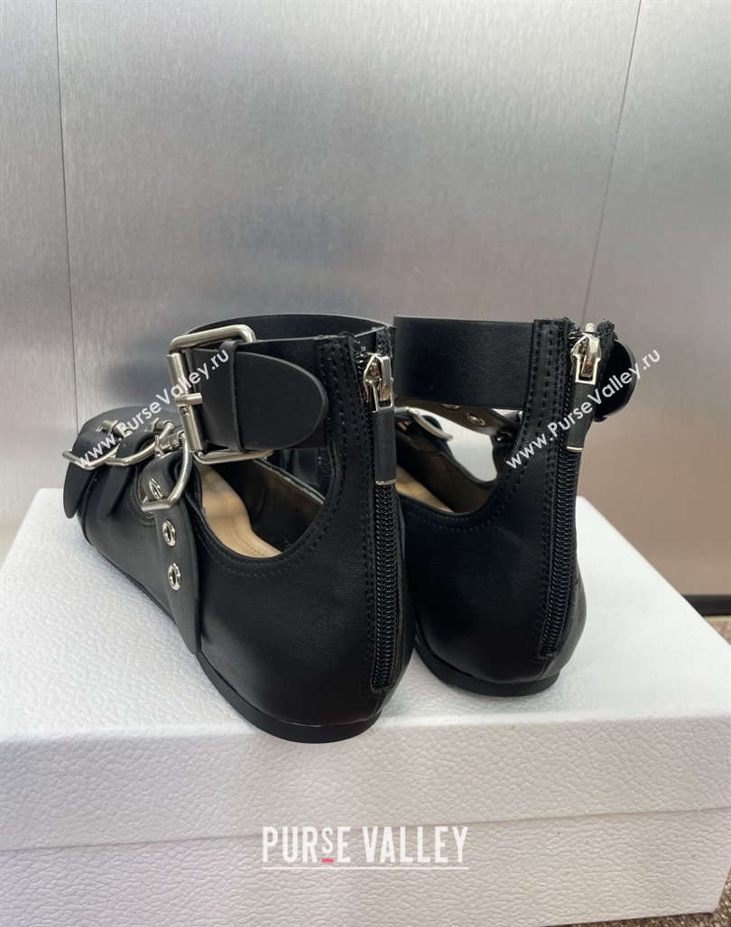 Dior Punk Ballet Flats in Supple Calfskin with Buckle and Amkle Strap Black 2025 (MD-250425060)
