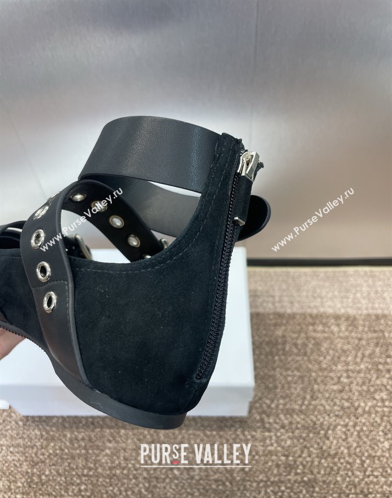 Dior Punk Ballet Flats in Suede with Buckle and Amkle Strap Black 2025 (MD-250425062)