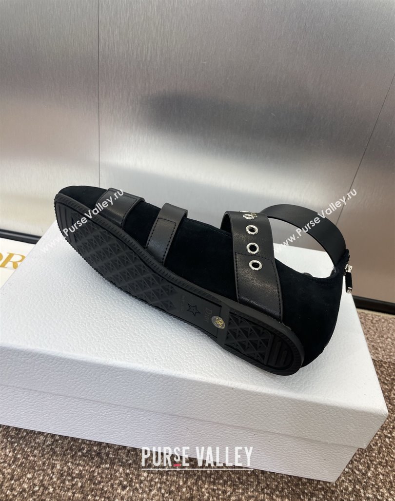 Dior Punk Ballet Flats in Suede with Buckle and Amkle Strap Black 2025 (MD-250425062)