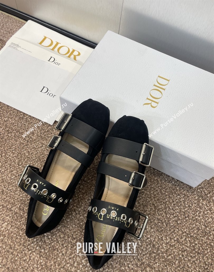 Dior Punk Ballet Flats in Suede with Buckle Black2 2025 (MD-250425065)