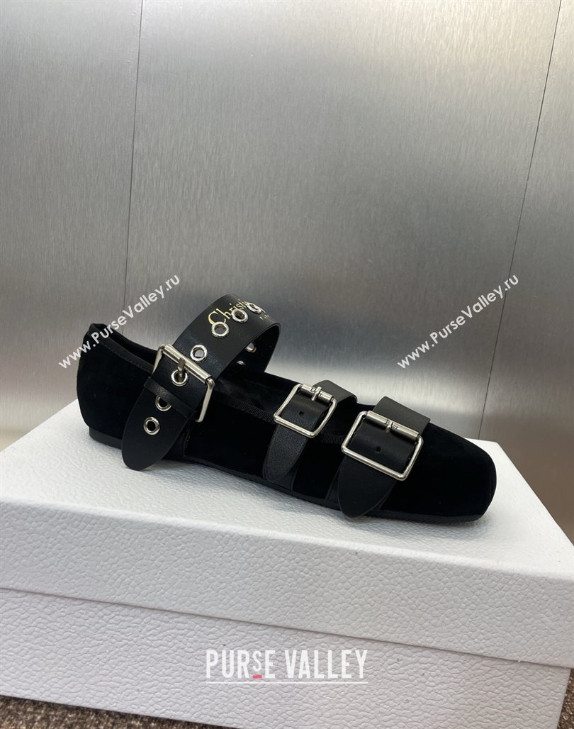 Dior Punk Ballet Flats in Suede with Buckle Black2 2025 (MD-250425065)