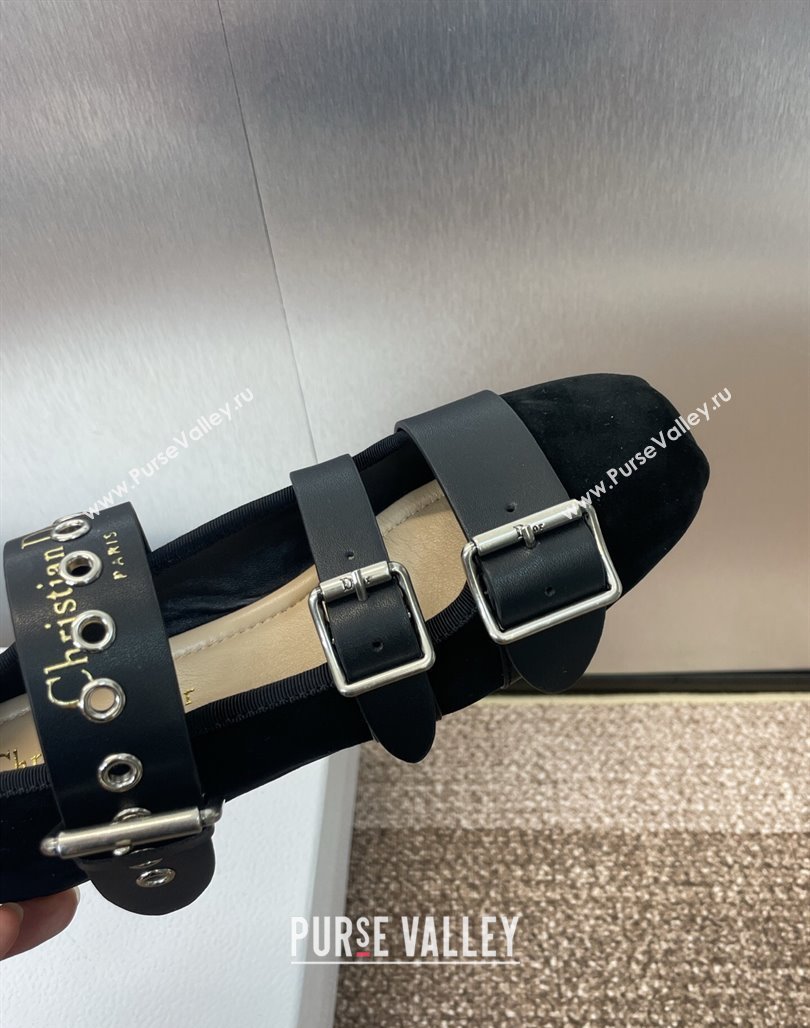 Dior Punk Ballet Flats in Suede with Buckle Black2 2025 (MD-250425065)