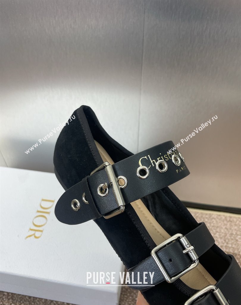 Dior Punk Ballet Flats in Suede with Buckle Black2 2025 (MD-250425065)