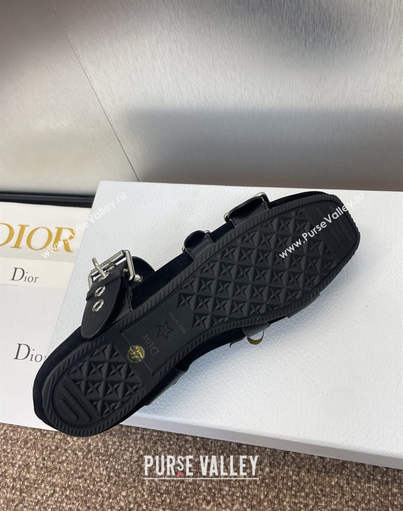 Dior Punk Ballet Flats in Suede with Buckle Black2 2025 (MD-250425065)