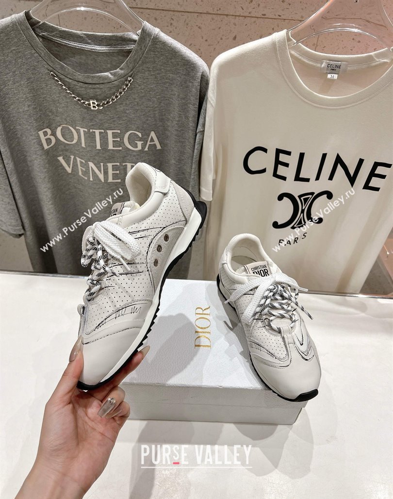 Dior D-Sketch Sneakers in Nylon and Calfskin with Signature White 2025 (MD-250425003)