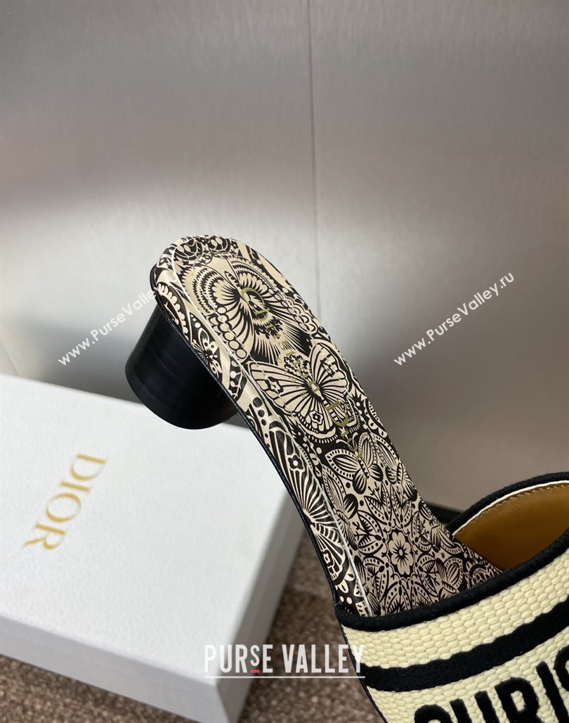 Dior Dway Heel Slides Sandal 4.5cm in Beige Raffia Straw with D-Butterfly Paisley Motif 2025 (MD-250425081)