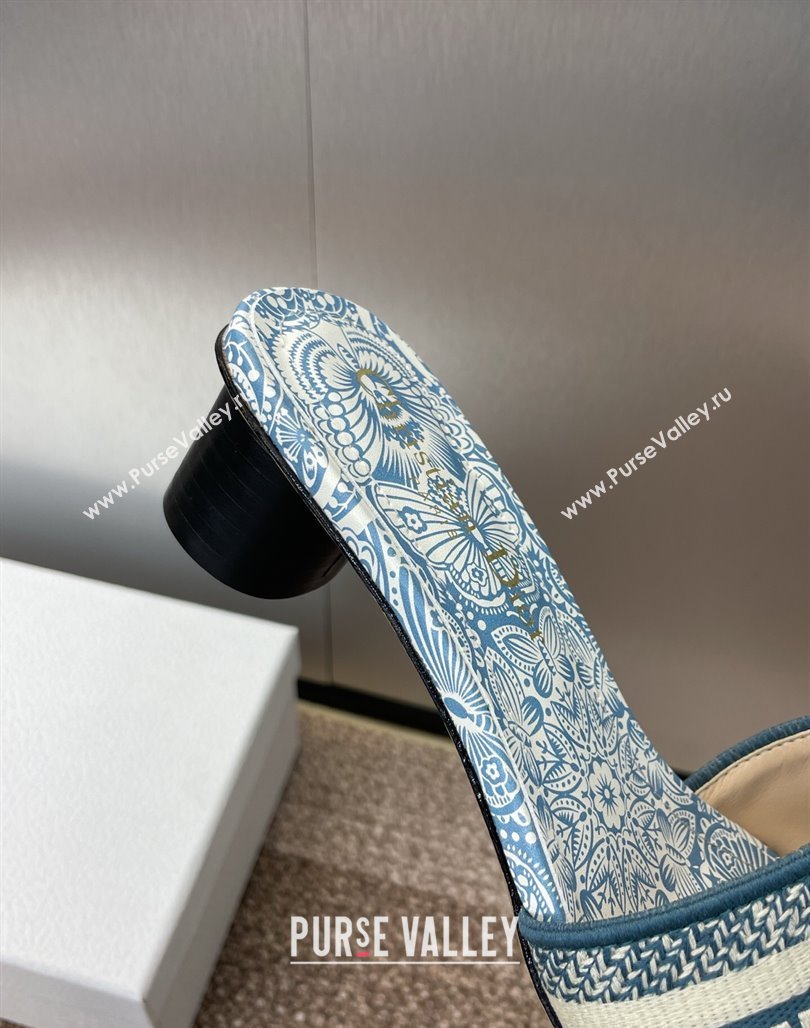Dior Dway Heel Slides Sandal 4.5cm in Embroidered Cotton with D-Butterfly Paisley Motif Green 2025 (MD-250425082)
