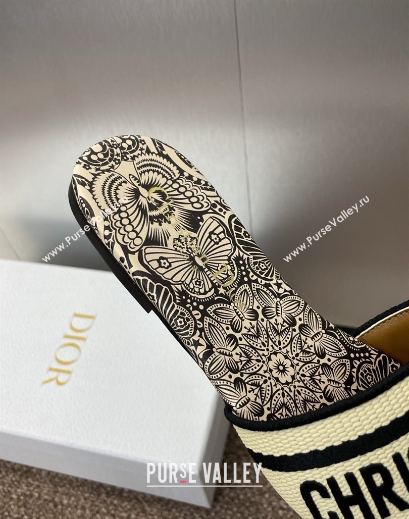Dior Dway Flat Slides Sandal in Beige Raffia Straw with D-Butterfly Paisley Motif 2025 (MD-250425087)