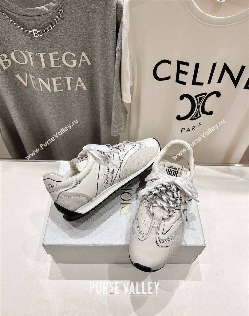 Dior D-Sketch Sneakers in Nylon and Calfskin with Signature White 2025 (MD-250425003)