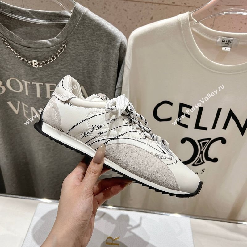Dior D-Sketch Sneakers in Nylon and Calfskin with Signature White 2025 (MD-250425003)