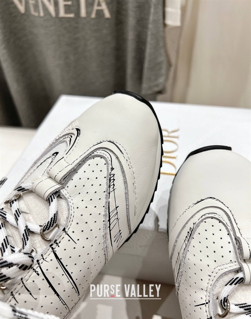 Dior D-Sketch Sneakers in Nylon and Calfskin with Signature White 2025 (MD-250425003)