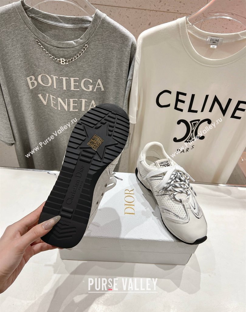 Dior D-Sketch Sneakers in Nylon and Calfskin with Signature White 2025 (MD-250425003)
