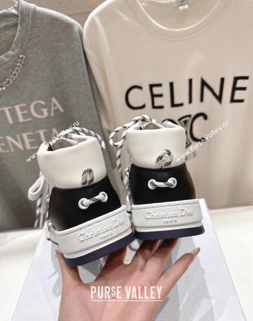 Dior First High-Top Sneakers in Black and White Calfskin with Two-Tone Laces 2025 (MD-250425007)