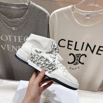 Dior First High-Top Sneakers in White Calfskin Leather with Two-Tone Laces 2025 (MD-250425008)