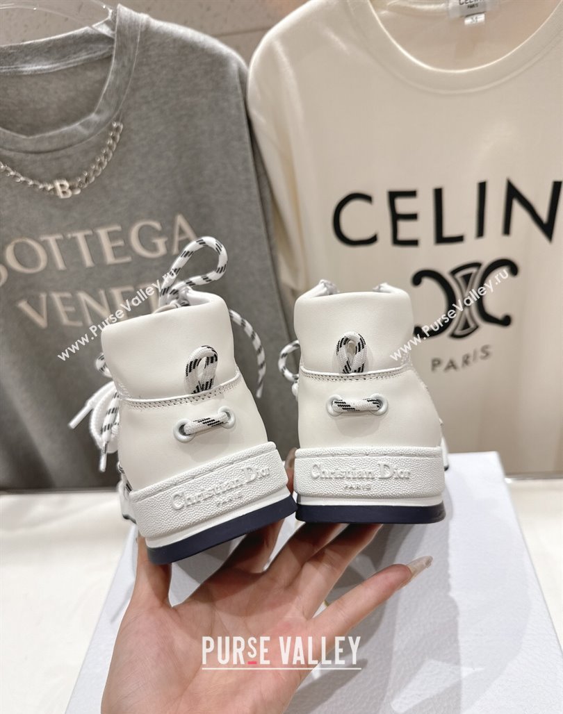 Dior First High-Top Sneakers in White Calfskin Leather with Two-Tone Laces 2025 (MD-250425008)