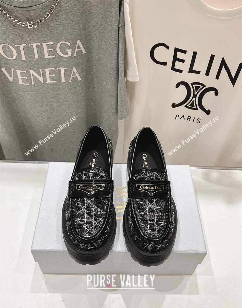 Dior Boy Platform Loafers in Cannage Tweed Black2 2025 (MD-250425121)