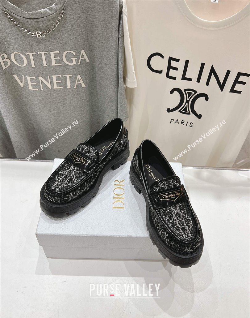 Dior Boy Platform Loafers in Cannage Tweed Black2 2025 (MD-250425121)