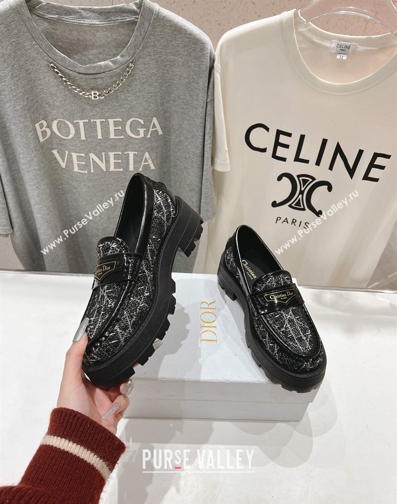 Dior Boy Platform Loafers in Cannage Tweed Black2 2025 (MD-250425121)