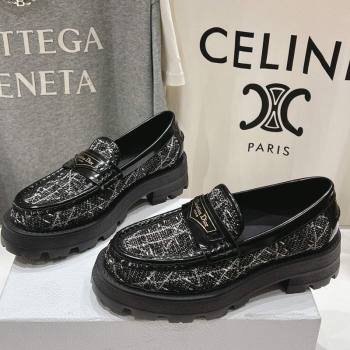 Dior Boy Platform Loafers in Cannage Tweed Black2 2025 (MD-250425121)
