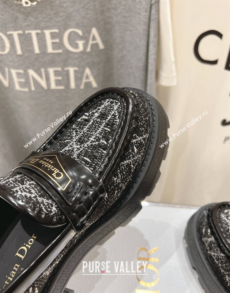 Dior Boy Platform Loafers in Cannage Tweed Black2 2025 (MD-250425121)