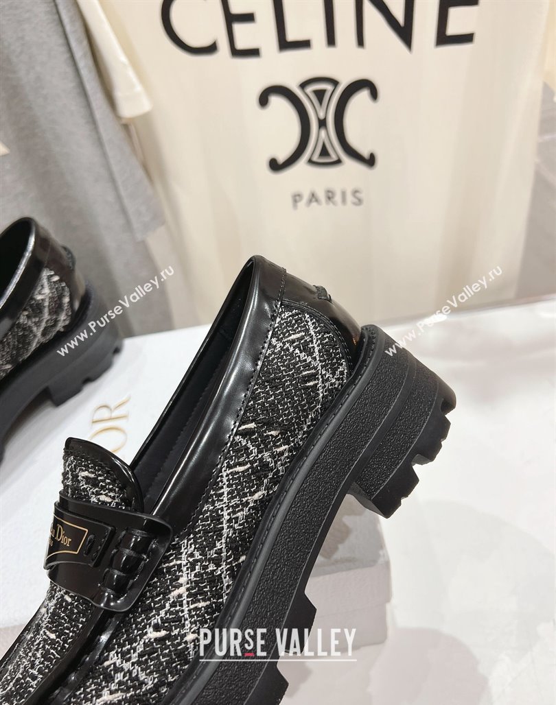 Dior Boy Platform Loafers in Cannage Tweed Black2 2025 (MD-250425121)
