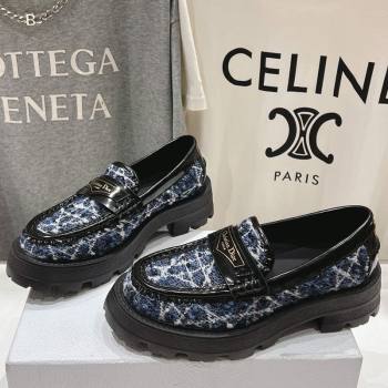 Dior Boy Platform Loafers in Cannage Tweed Black/Blue 2025 (MD-250425122)