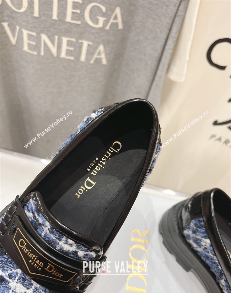 Dior Boy Platform Loafers in Cannage Tweed Black/Blue 2025 (MD-250425122)
