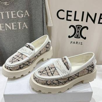 Dior Boy Platform Loafers in Cannage Tweed White/Beige 2025 (MD-250425123)