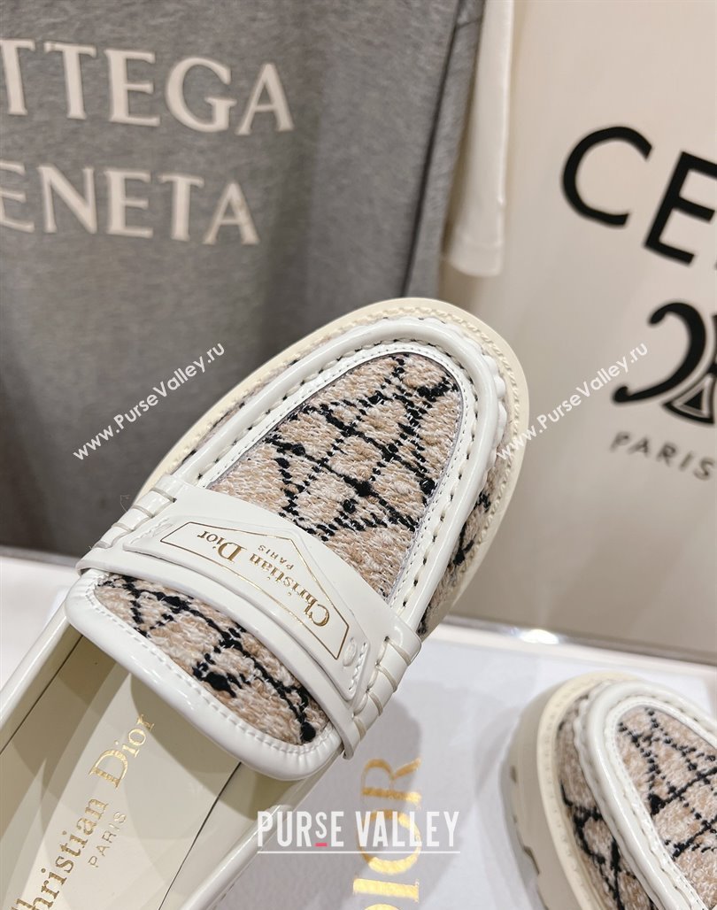 Dior Boy Platform Loafers in Cannage Tweed White/Beige 2025 (MD-250425123)