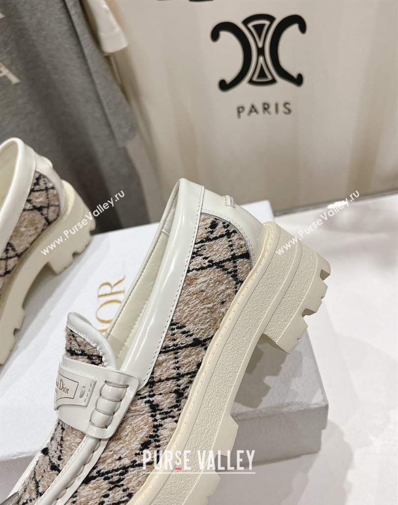 Dior Boy Platform Loafers in Cannage Tweed White/Beige 2025 (MD-250425123)