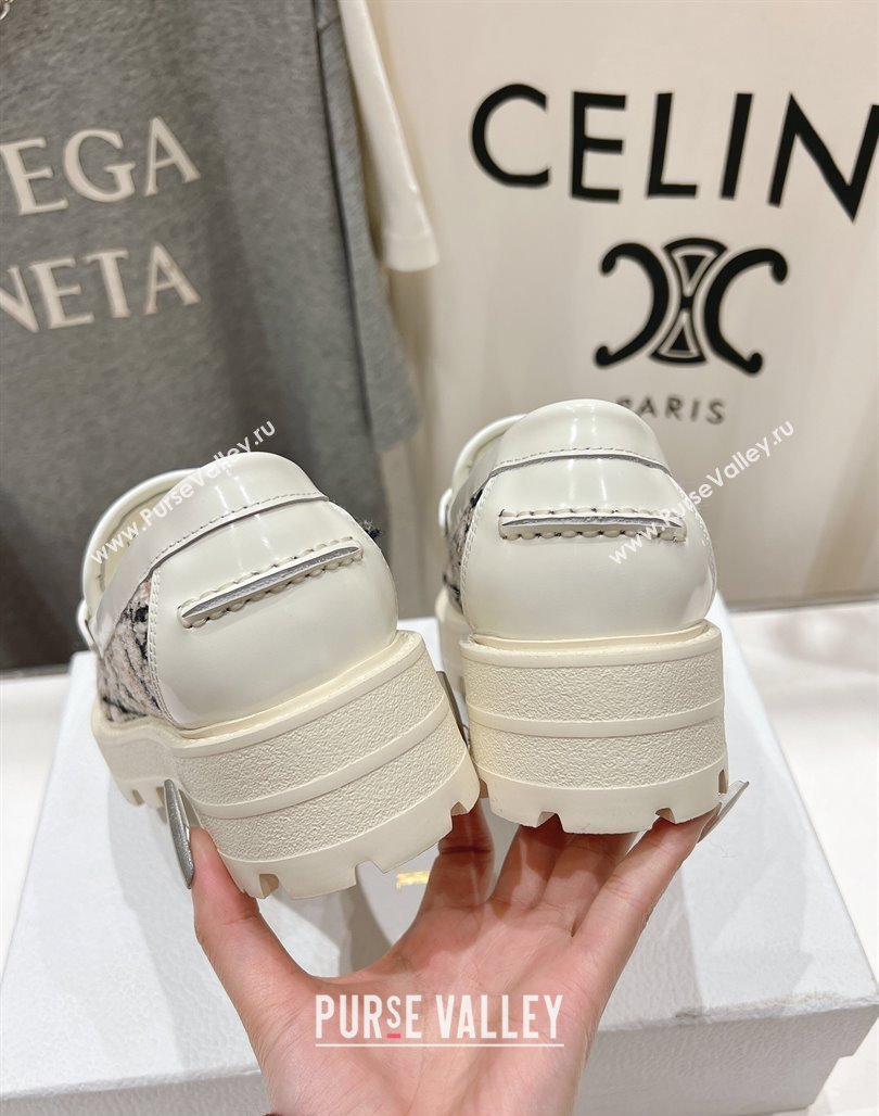 Dior Boy Platform Loafers in Cannage Tweed White/Beige 2025 (MD-250425123)
