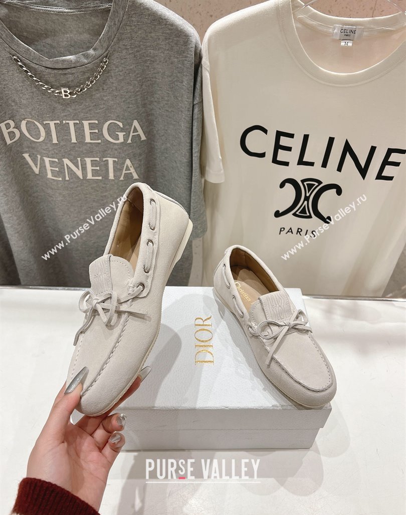 Dior Miss Dior Street Loafers in Suede White 2025 (MD-250425126)