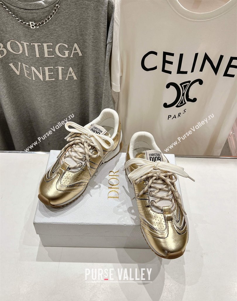 Dior D-Sketch Sneakers in Crinkled Lambskin and Laminated Calfskin with Signature Yellow Gold 2025 (MD-250425004)