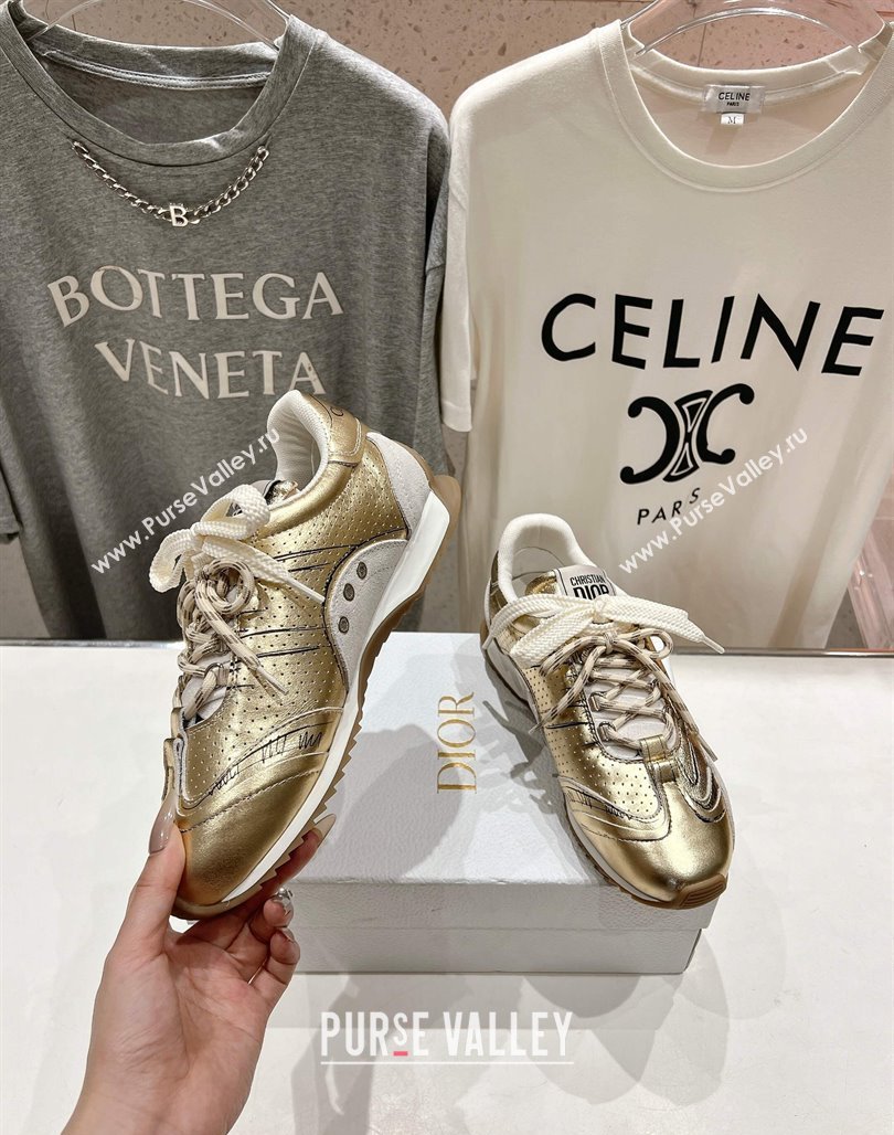 Dior D-Sketch Sneakers in Crinkled Lambskin and Laminated Calfskin with Signature Yellow Gold 2025 (MD-250425004)