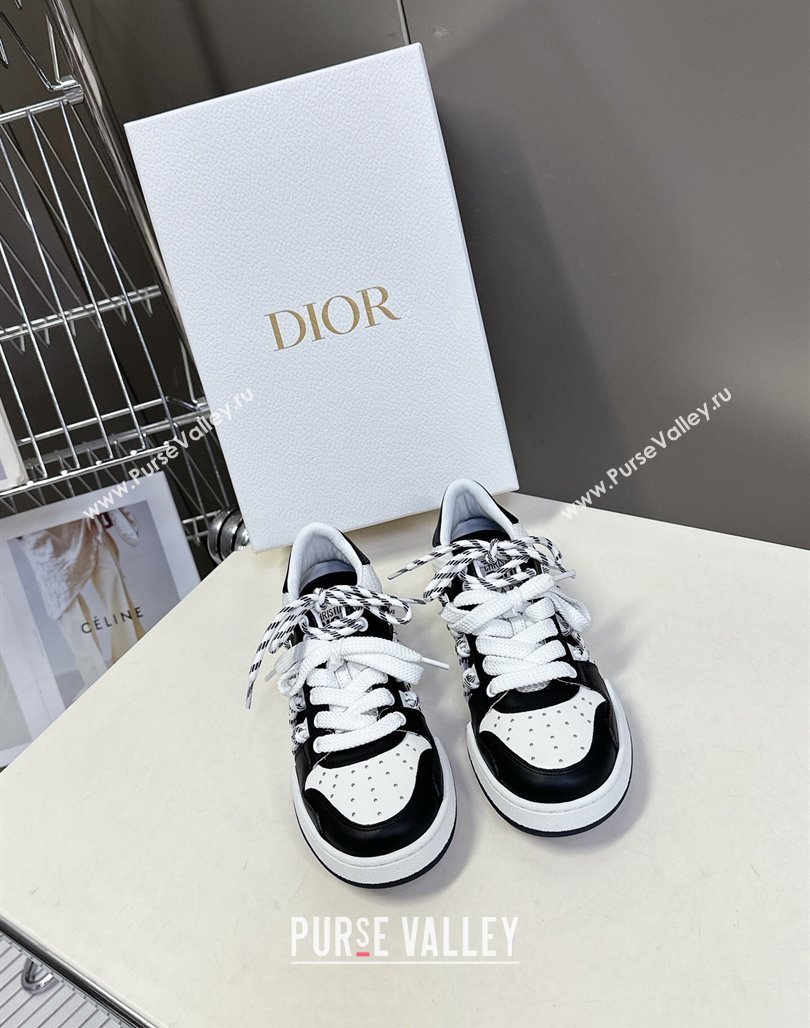 Dior First Low-Top Sneakers in Black and White Calfskin with Two-Tone Laces 2025 (MD-250425005)