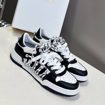 Dior First Low-Top Sneakers in Black and White Calfskin with Two-Tone Laces 2025 (MD-250425005)