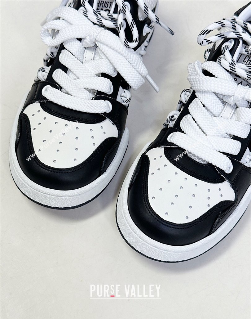 Dior First Low-Top Sneakers in Black and White Calfskin with Two-Tone Laces 2025 (MD-250425005)
