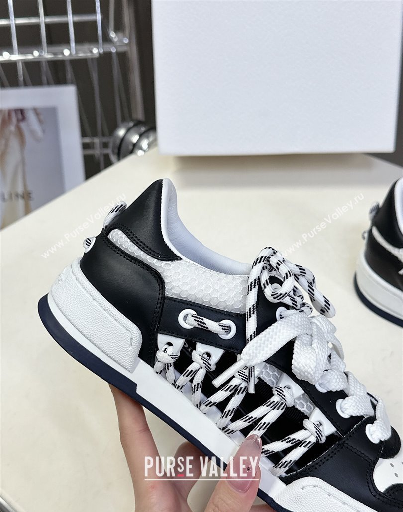 Dior First Low-Top Sneakers in Black and White Calfskin with Two-Tone Laces 2025 (MD-250425005)